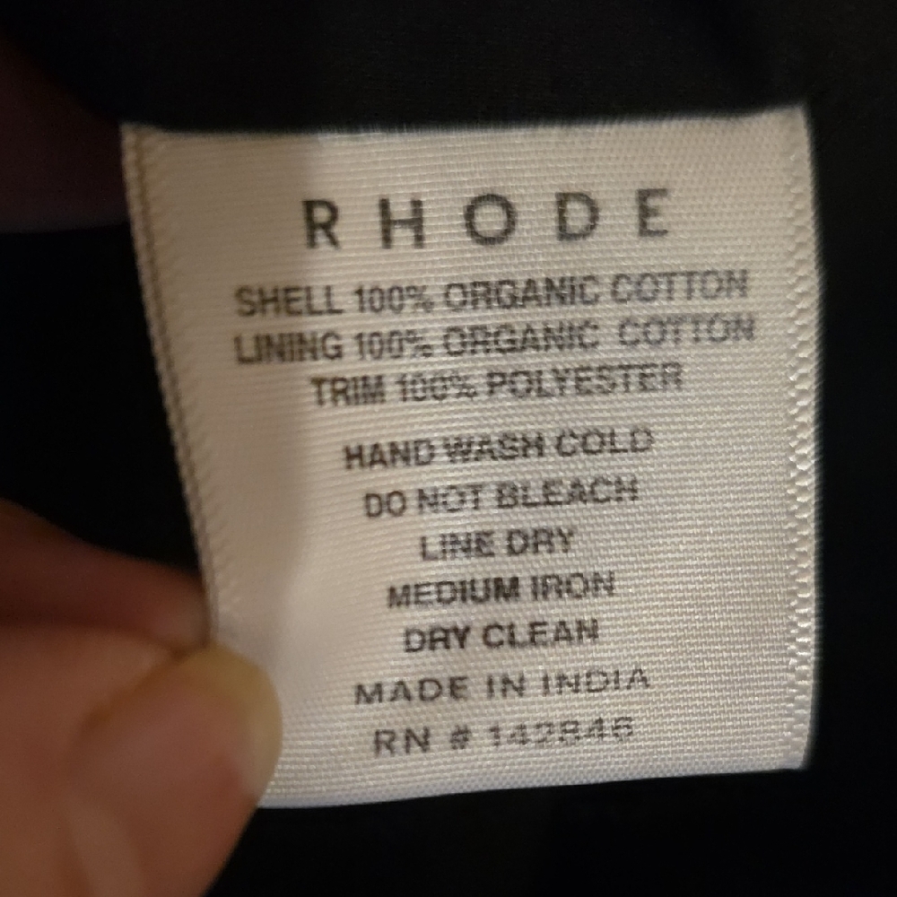 NEW RHODE TESSA RUCHED BLACK POPLIN MIDI DRESS SIZE 4 - Picture 11 of 12
